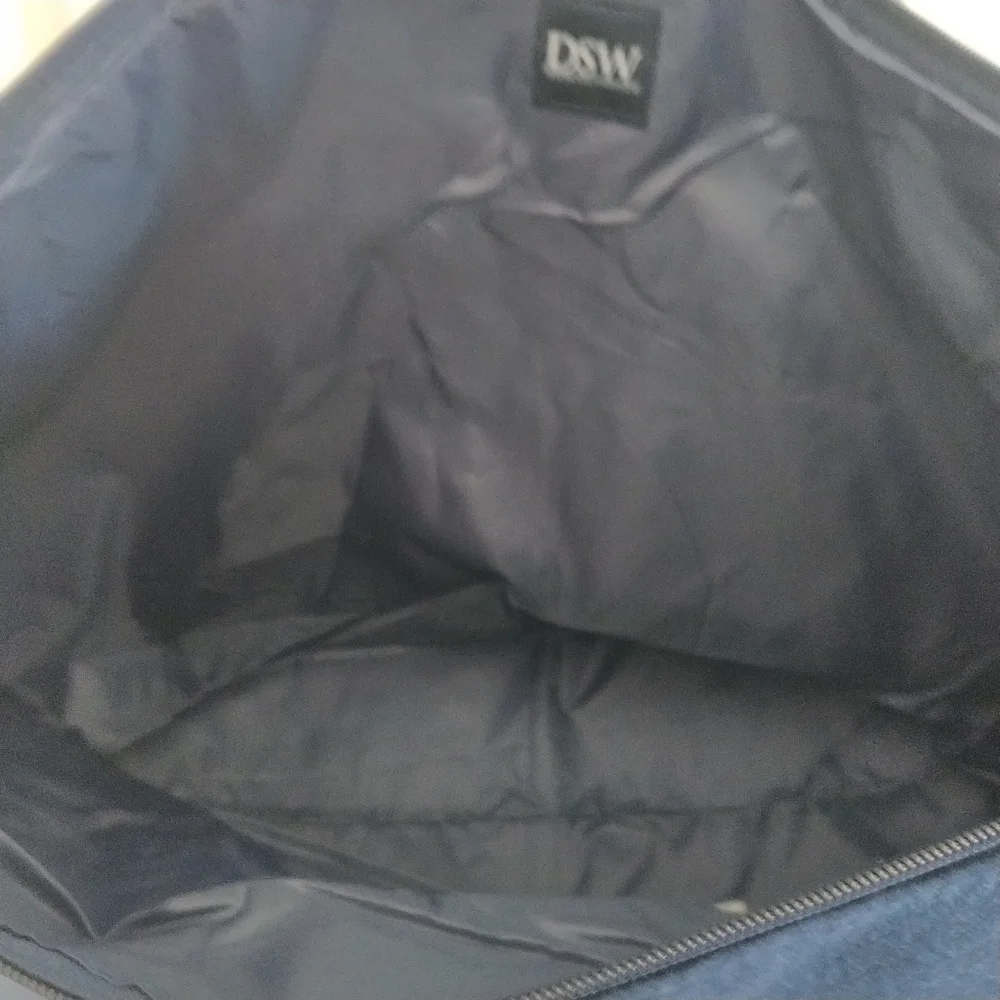 DSW Navy Felt Weekender Tote Luggage Travel Bag - Picture 8 of 11